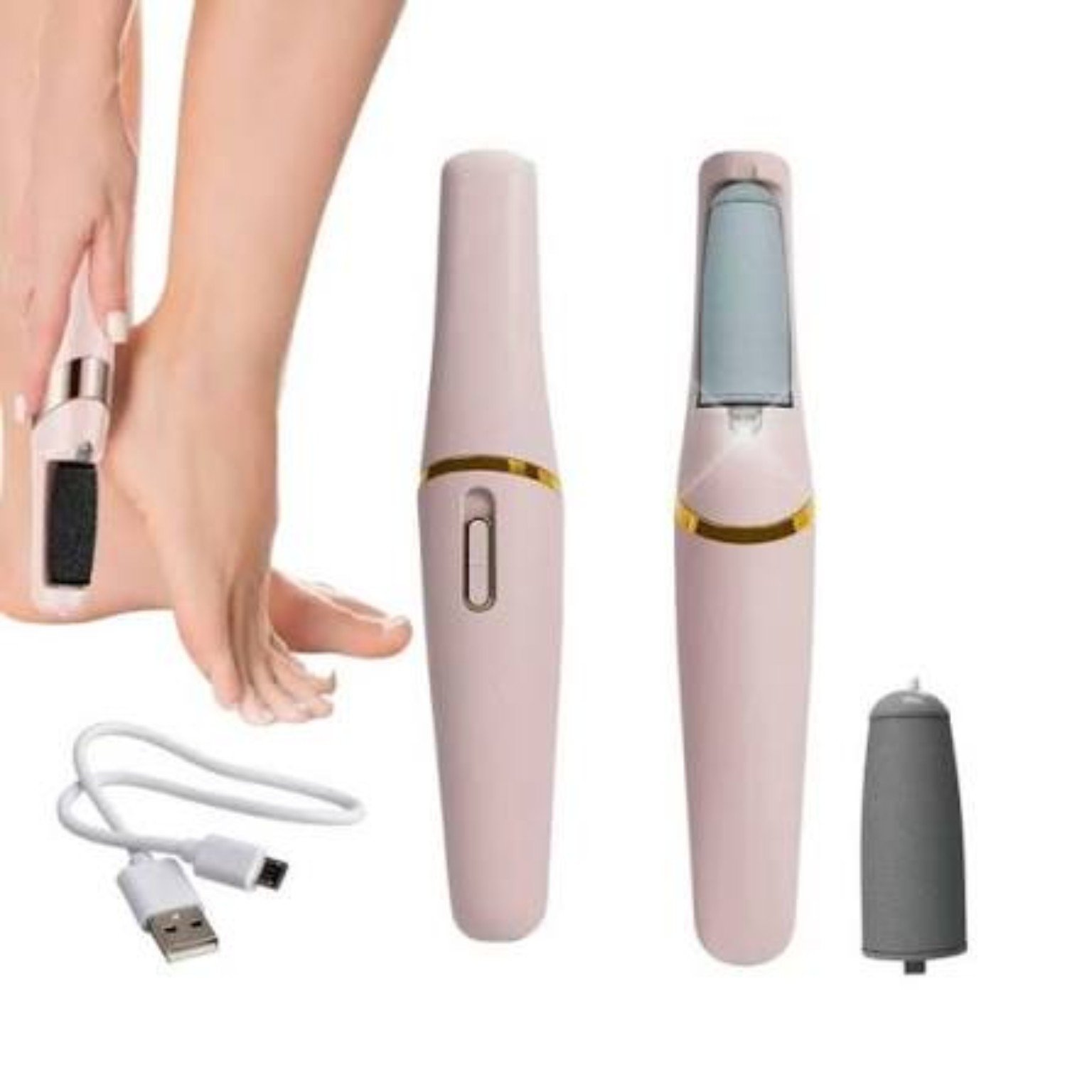 Kit Lixa de Pé Elétrica Recarregável com cabo e refil